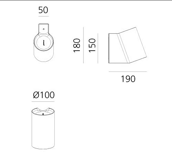 LED Außenwandleuchte aus Aluminium schräg Artemide Oblique T086020, T086000 Fabrik Artemide aus Italien. Foto №4