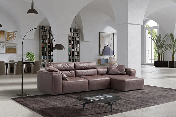 Ecksofa aus Leder mit Chaiselongue Manhattan Marinelli Home M1065 Fabrik Marinelli Home aus Italien. Foto №2