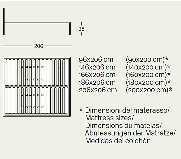 Doppelbett aus Stahl mit gepolstertem Kopfteil ZANOTTA NYX 1706 Fabrik ZANOTTA aus Italien. Foto №3