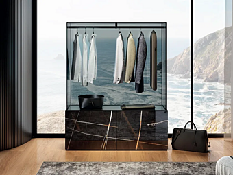 Glas Kleiderschrank mit Schubladen AIR 2122 LAGO 2122 Glas Kleiderschrank mit Schubladen AIR 2122 LAGO 2122 Fabrik LAGO aus Italien