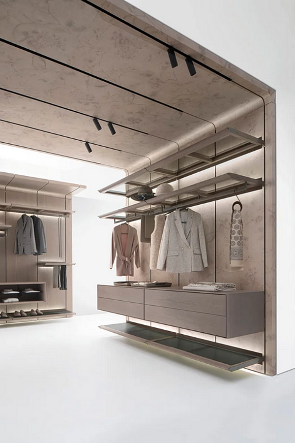 Sektionale Garderobe aus Esche mit integrierter Beleuchtung GIORGETTI REIWA Fabrik GIORGETTI aus Italien. Foto №13