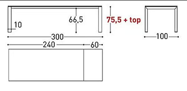 Erweiterbarer rechteckiger Tisch aus pulverbeschichtetem Aluminium VARASCHIN DOLMEN 1820, 1821, 1823, 1822, 1824 Fabrik VARASCHIN aus Italien. Foto №13