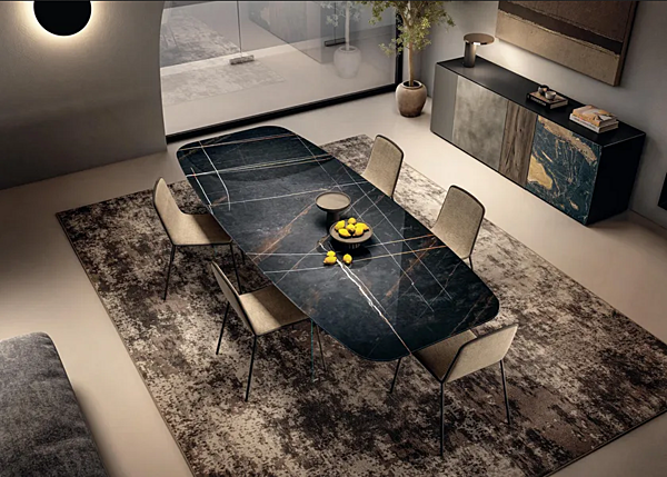 Tisch mit Glasbasis und marmorierter Xglass-Oberfläche AIR SLIM 2195X LAGO 2195X Fabrik LAGO aus Italien. Foto №2