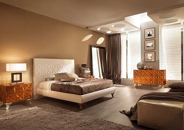 Doppelbett aus Leder mit gepolstertem Kopfteil Bizzotto Italia Diamond Fabrik Bizzotto Italia aus Italien. Foto №3