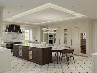 Englische Küche mit Kochinsel aus Holz Martini Interiors Beth