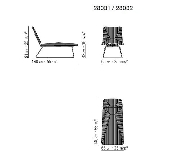 Liege aus Stroh mit gepolstertem Kopfteil FLEXFORM ECHOES Fabrik FLEXFORM aus Italien. Foto №3
