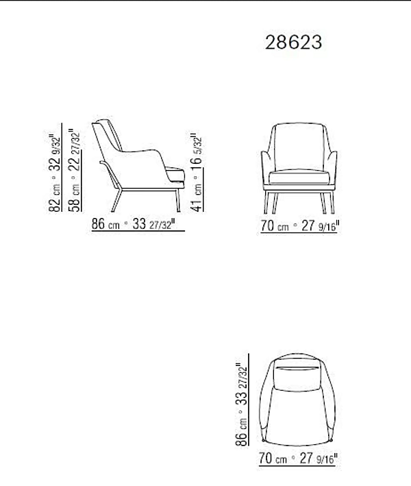Lederarmchair mit Armlehnen FLEXFORM Marley Fabrik FLEXFORM aus Italien. Foto №7