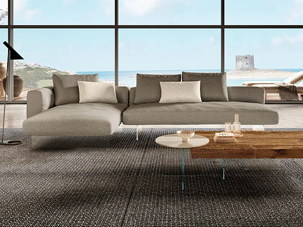 Ecksofa mit Stoffbezug und Sled-Basis Luftweich LAGO 2691 2691 Fabrik LAGO aus Italien. Foto №1