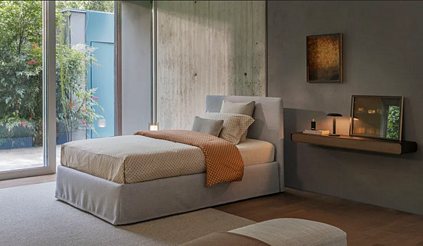 Einzelbett mit gepolstertem Kopfteil aus Stoff Notturno Shabby Chic Flou Fabrik Flou aus Italien. Foto №2