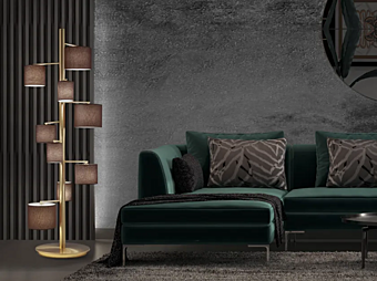 Standleuchte aus Metall und Stoff Koel PT9 Euroluce Lampadari