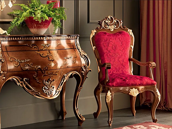 Polsterstuhl mit Armlehnen aus Stoff Modenese Luxury Interiors 11501 Fabrik MODENESE GASTONE aus Italien. Foto №3