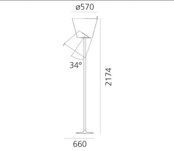 Halogen Stehlampe mit verstellbarem Satin Artemide Melampo Mega 0577020A, 0577010A Fabrik Artemide aus Italien. Foto №2