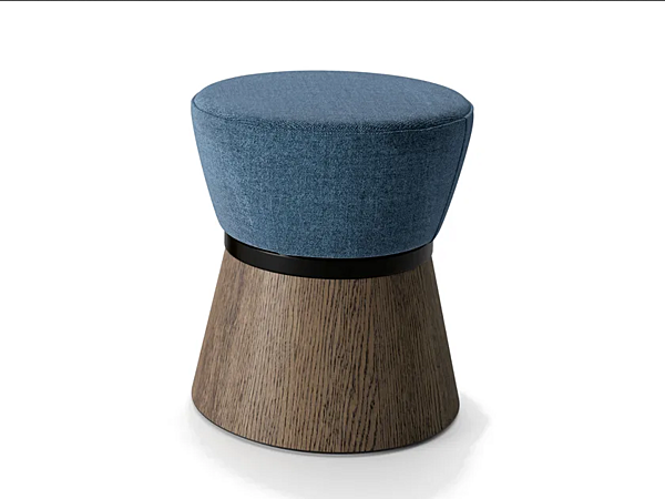 Runder Pouf aus Holz und Stoff Moka INNOVA Imbottiti Fabrik Innova Imbottiti aus Italien. Foto №1