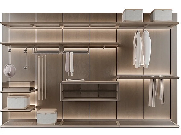 Sektionale Garderobe aus Esche mit integrierter Beleuchtung GIORGETTI REIWA Fabrik GIORGETTI aus Italien. Foto №7