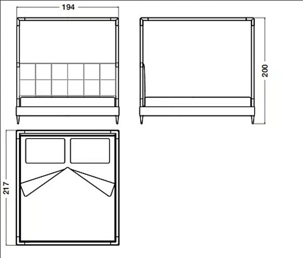 Canopy-Bett aus Leder und Holz mit gepolstertem Kopfteil Blue Moon CPRN HOMOOD B100, B101, B102 Fabrik CPRN HOMOOD aus Italien. Foto №4