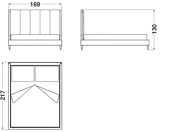 Doppelbett mit gepolsterter Rückenlehne aus Nubuk CPRN HOMOOD SESTO SENSO S503-S504-S505, BS103-BS104-BS105 Fabrik CPRN HOMOOD aus Italien. Foto №3