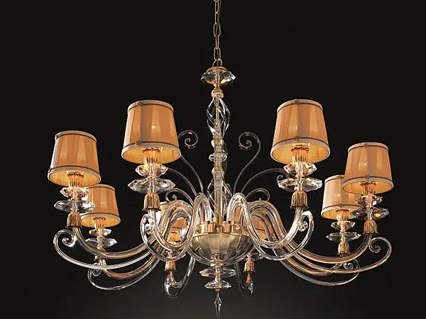 Kronleuchter mit Swarovski-Kristallen Alicante Satin L8 Shade Euroluce Lampadari Fabrik EUROLUCE LAMPADARi aus Italien. Foto №1