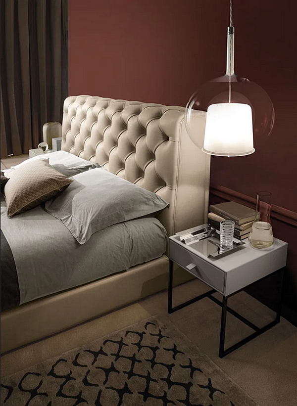 Doppelbett aus Leder mit gepolstertem Kopfteil Tudor i 4 Mariani Fabrik i 4 Mariani aus Italien. Foto №4