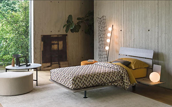Einzelbett aus Holz mit gepolsterter Rückenlehne Flou Tadao Fabrik Flou aus Italien. Foto №5