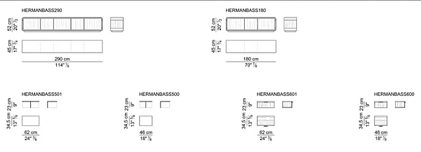 Niedriger Holzfernsehschrank mit Schubladen I 4 Mariani HERMAN Fabrik i 4 Mariani aus Italien. Foto №5