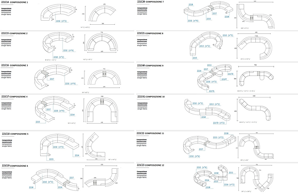 Kurzes modulares Stoffgarten-Sofa mit weicher Rückenlehne VARASCHIN Circle Belt 221 Fabrik VARASCHIN aus Italien. Foto №14