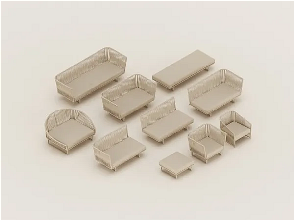 Quadratischer Gartenfußhocker aus Stoff KETTAL Bitta Fabrik KETTAL aus Italien. Foto №4