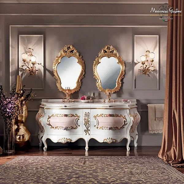 Doppelte Waschtisch Einheit mit Schubladen Modenese Luxury Interiors 11646 Fabrik MODENESE GASTONE aus Italien. Foto №2