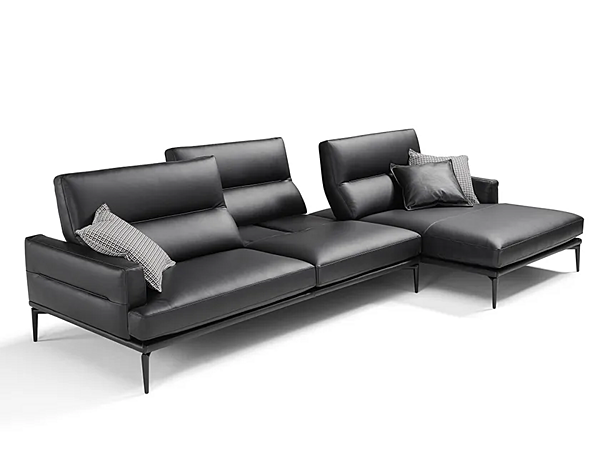 Drei-Sitzer Ledersofa mit Chaiselongue Egoitaliano Feng Fabrik Egoitaliano aus Italien. Foto №1