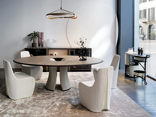 Ovaler Couchtisch aus Walnussholz GIORGETTI Enso Fabrik GIORGETTI aus Italien. Foto №3