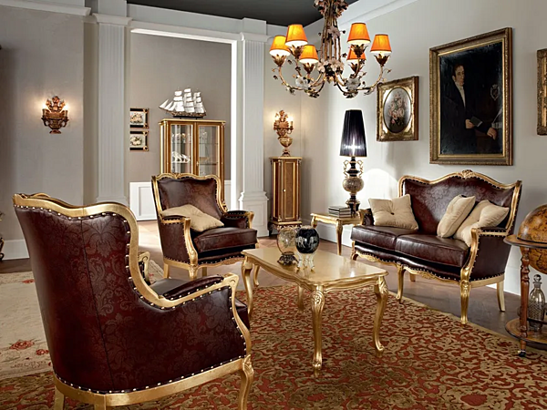 Polsterarmstuhl aus Leder mit Armlehnen Modenese Luxury Interiors 12426 Fabrik MODENESE GASTONE aus Italien. Foto №3