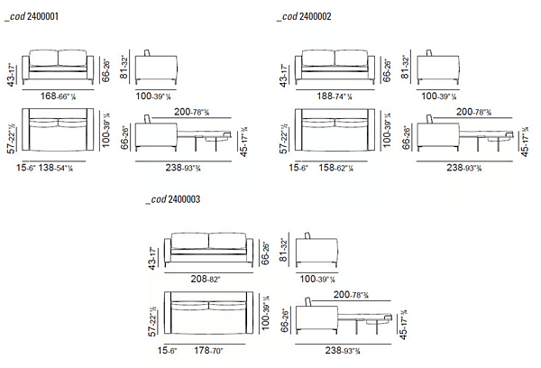 Sofa-Bett aus Leder oder Stoff VIBIEFFE 2400 Happy Fabrik VIBIEFFE aus Italien. Foto №4