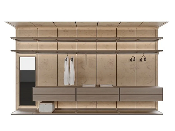 Sektionale Garderobe aus Esche mit integrierter Beleuchtung GIORGETTI REIWA Fabrik GIORGETTI aus Italien. Foto №2