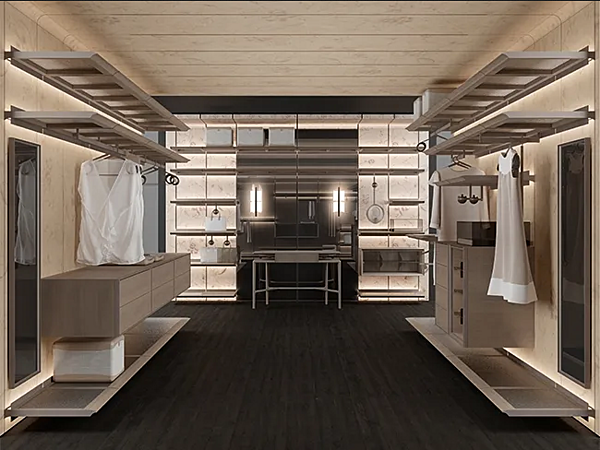 Sektionale Garderobe aus Esche mit integrierter Beleuchtung GIORGETTI REIWA Fabrik GIORGETTI aus Italien. Foto №9