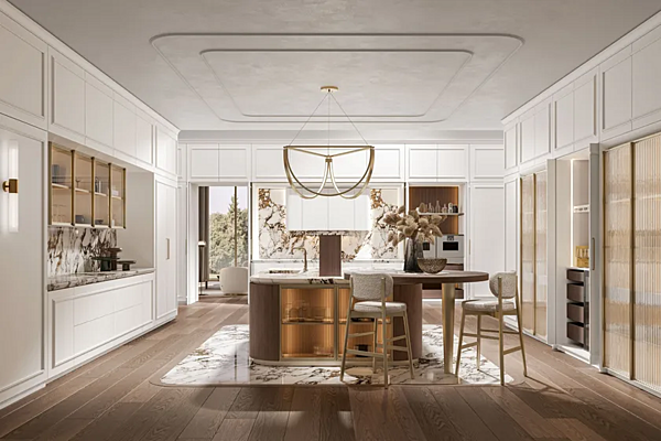 Maßgefertigte Holzküche mit Insel Radha 1 0 Old Line Fabrik Oldline aus Italien. Foto №2