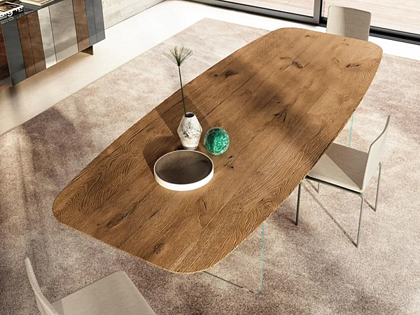 Holztisch mit Glasplatte in Fassform LAGO Air Soft 2210W 2210W Fabrik LAGO aus Italien. Foto №1