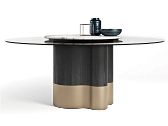 Holztisch mit Glas und Lazy Susan Marygold FORMITALIA Fabrik FORMITALIA aus Italien