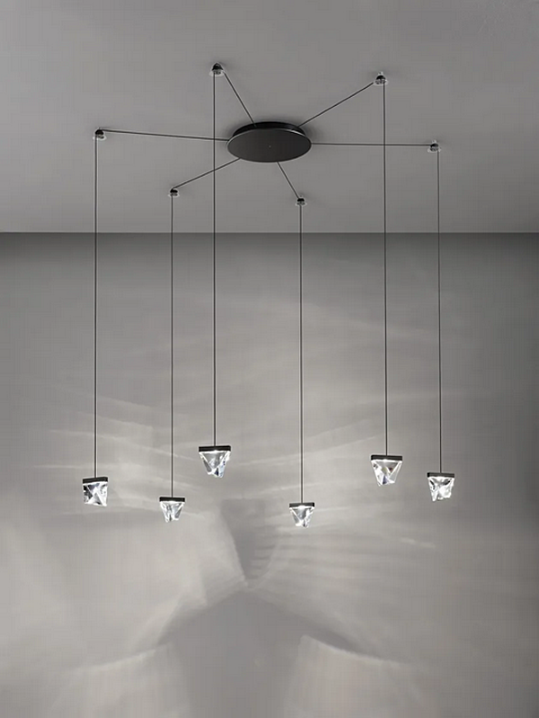 LED Kristall Pendelleuchte Tripla 6 Spots Fabbian Fabrik Fabbian aus Italien. Foto №2