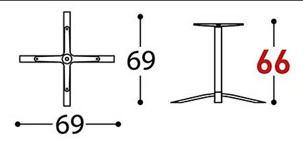 Tischbasis aus pulverbeschichtetem Stahl mit 4-Speichen-Basis VARASCHIN Low 2150L Fabrik VARASCHIN aus Italien. Foto №4