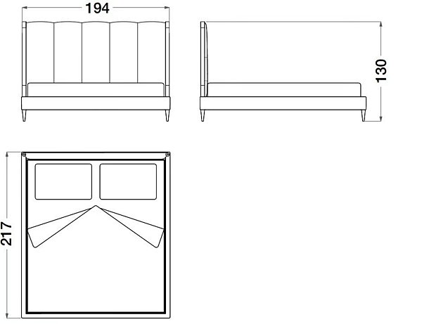 Doppelbett mit gepolsterter Rückenlehne aus Nubuk CPRN HOMOOD SESTO SENSO S503-S504-S505, BS103-BS104-BS105 Fabrik CPRN HOMOOD aus Italien. Foto №4