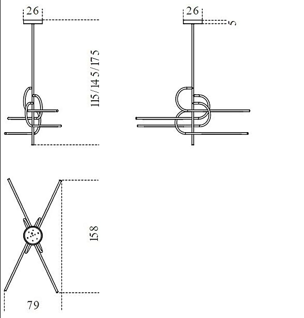 LED-Deckenleuchte aus Messing mit Design Key to Heaven Gallotti&Radice Fabrik Gallotti & Radice aus Italien. Foto №2