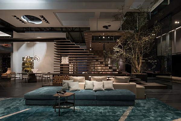 Ecksofa aus Stoff mit integriertem Zeitschriftenregal GIORGETTI SKYLINE Fabrik GIORGETTI aus Italien. Foto №2