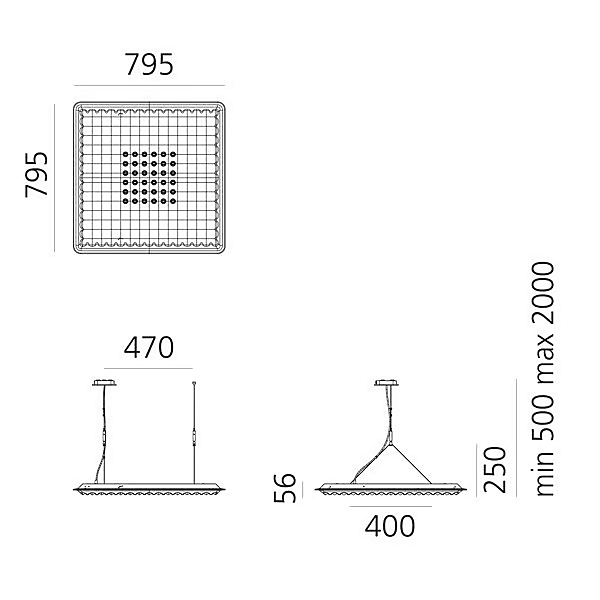 Hängende Akustikpaneel Pendelleuchte aus Stoff Artemide Eggboard Matrix 800x800 Fabrik Artemide aus Italien. Foto №20